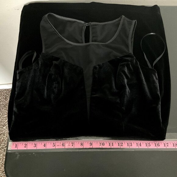 Frederick's of Hollywood Dress Women XL Black Velvet Sheer Mesh Deep V-Neck Zip - Picture 11 of 13